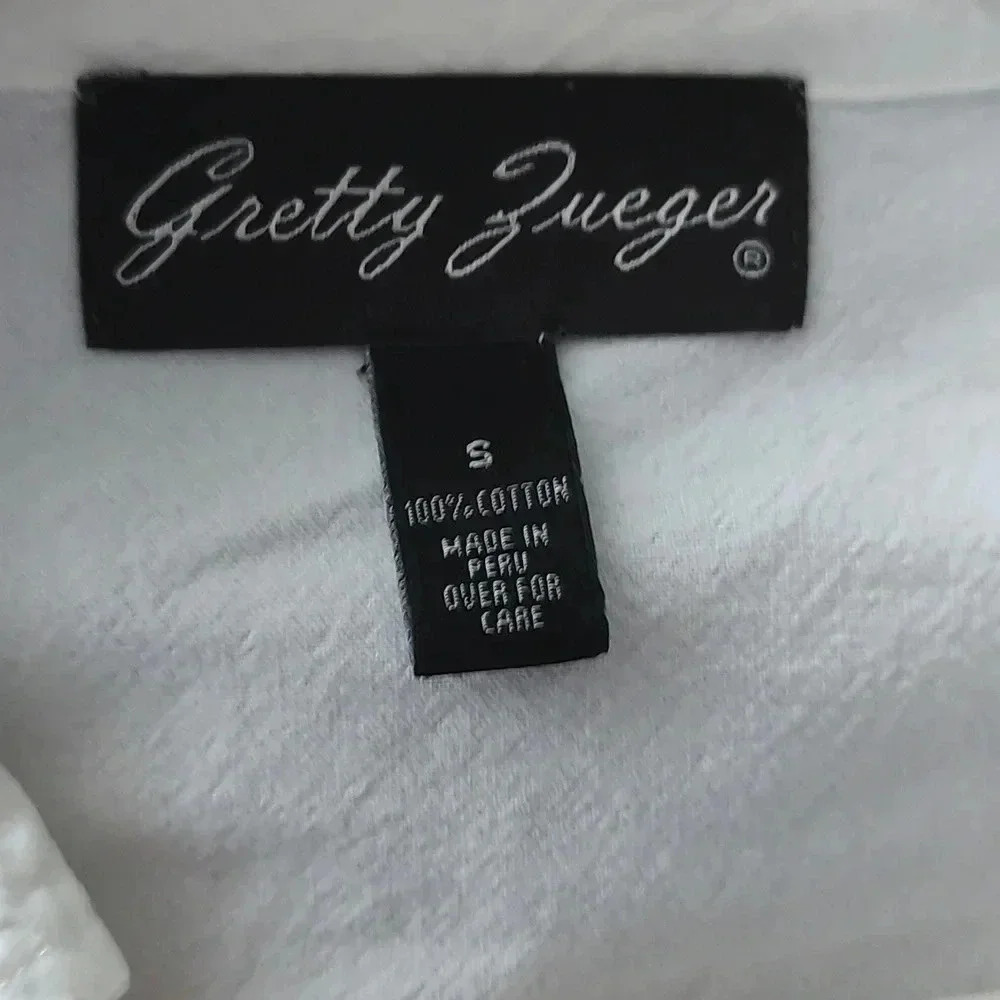 Gretty Zueger cotton 3/4 sleeve collared embroidered button up shirt - Picture 4 of 4